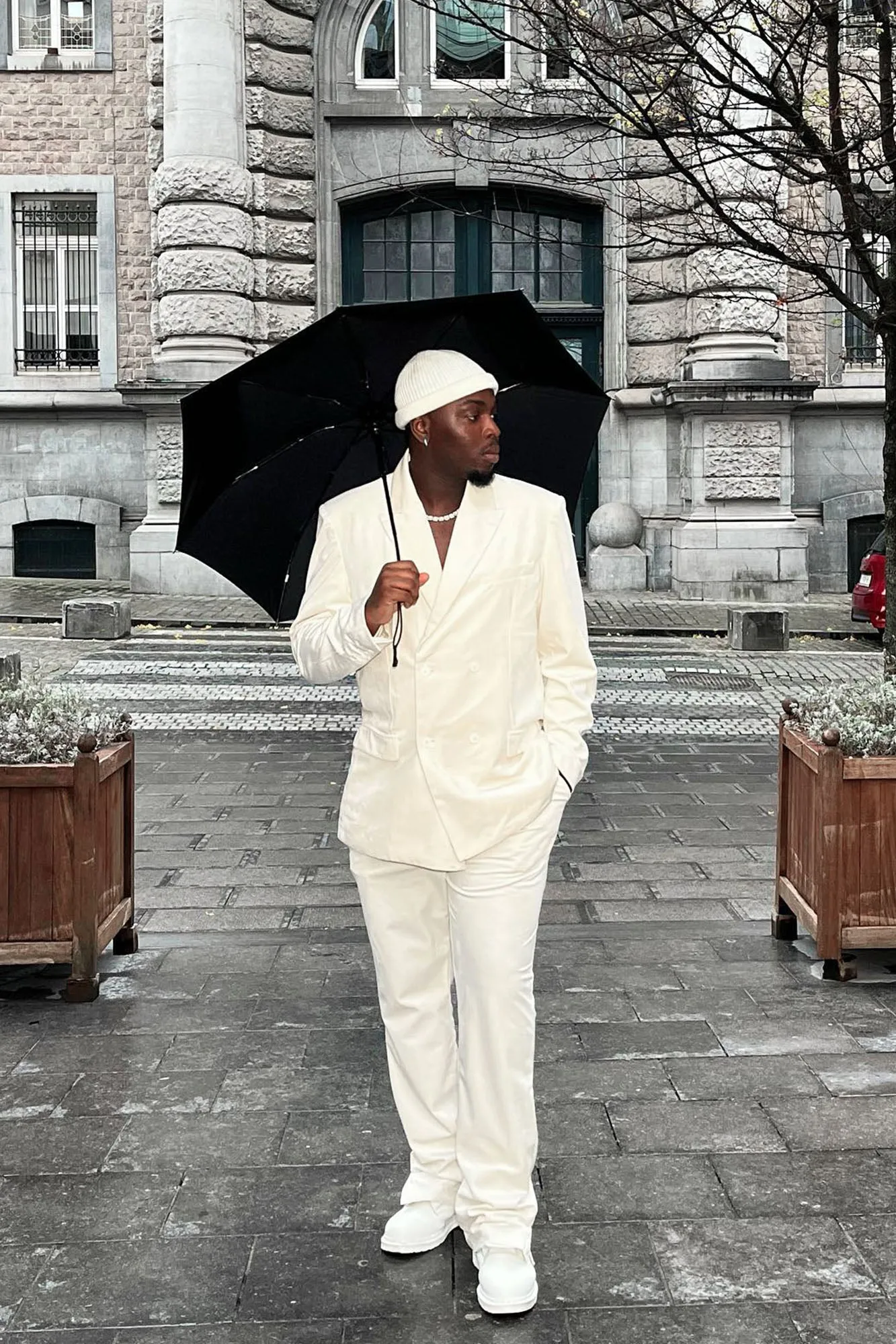 Alessandro Double Breasted Velvet Suit Jacket - Cream