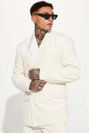 Alessandro Double Breasted Velvet Suit Jacket - Cream