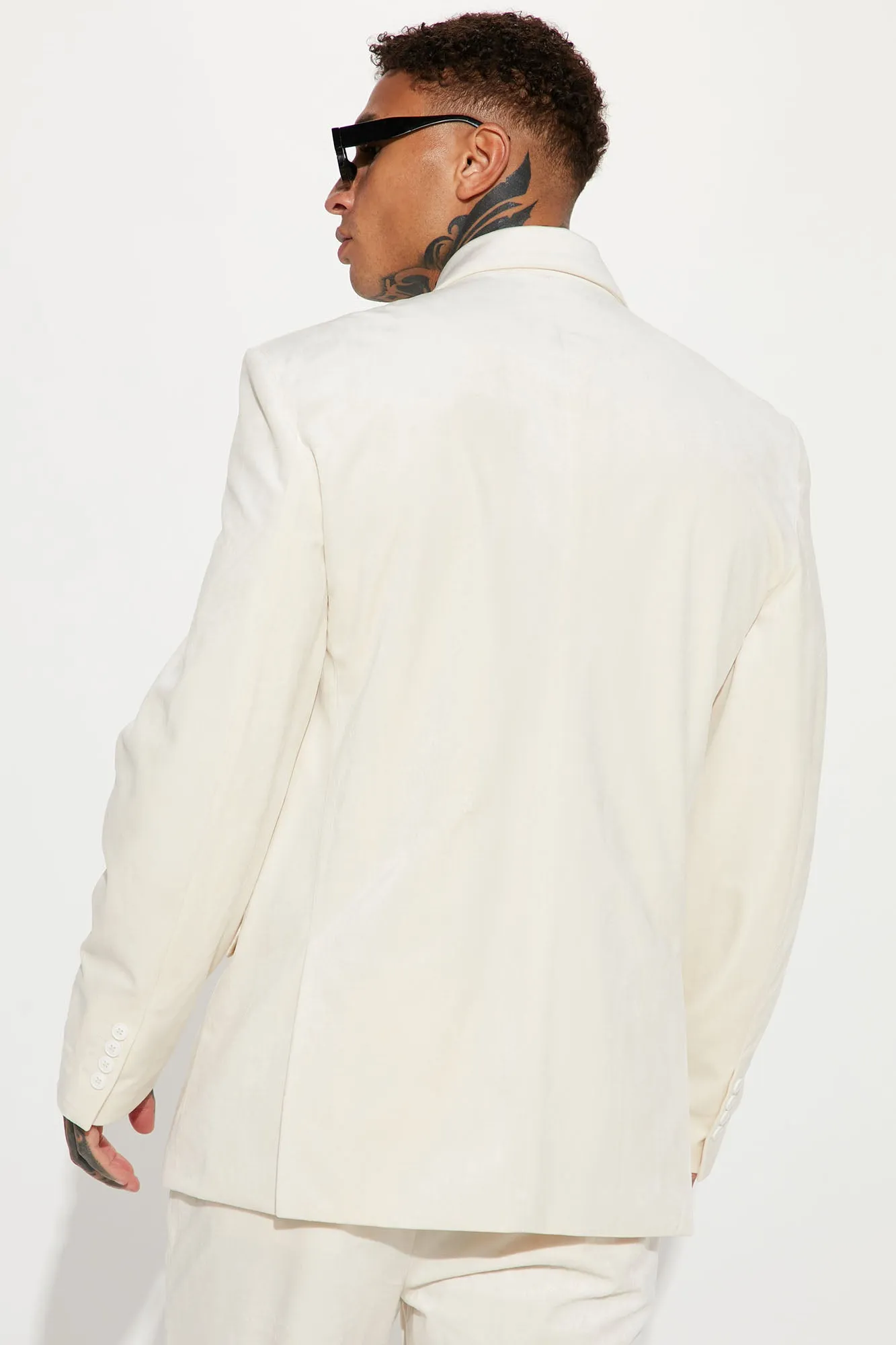 Alessandro Double Breasted Velvet Suit Jacket - Cream