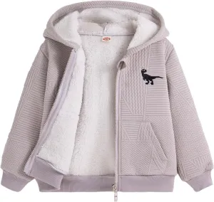 Boys Zip Up Hoodie Sherpa Fleece Lined Hooded Jacket Coat with Pockets