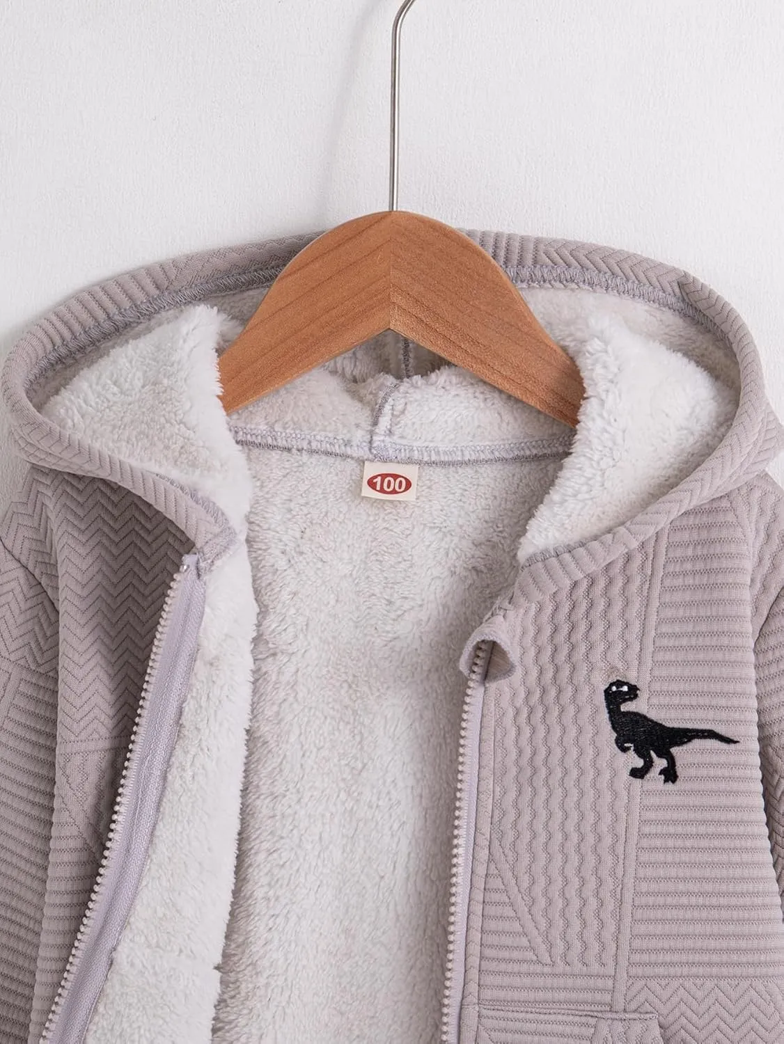 Boys Zip Up Hoodie Sherpa Fleece Lined Hooded Jacket Coat with Pockets