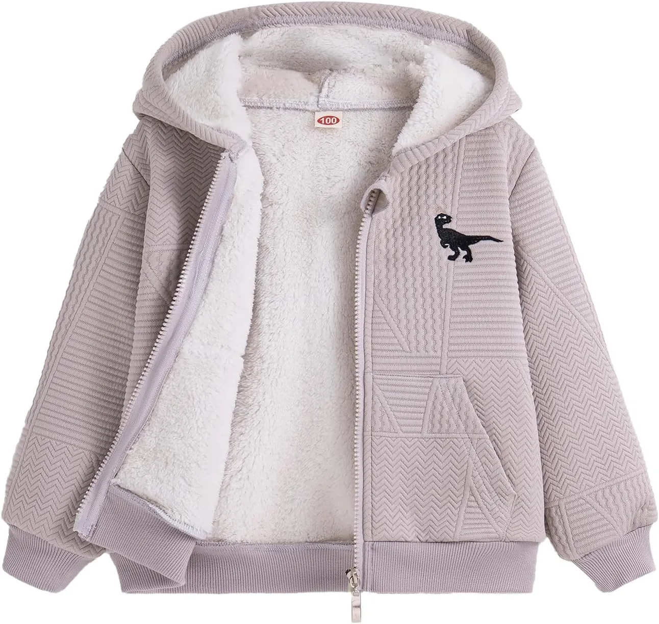 Boys Zip Up Hoodie Sherpa Fleece Lined Hooded Jacket Coat with Pockets