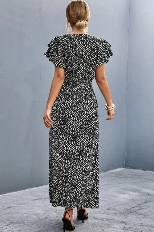 Casual Floral Midi Dress Side-Slit