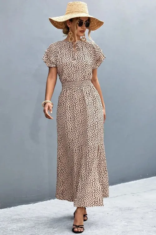 Casual Floral Midi Dress Side-Slit