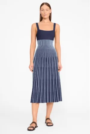 Ellison Dress - Navy & Clear Pinstripes