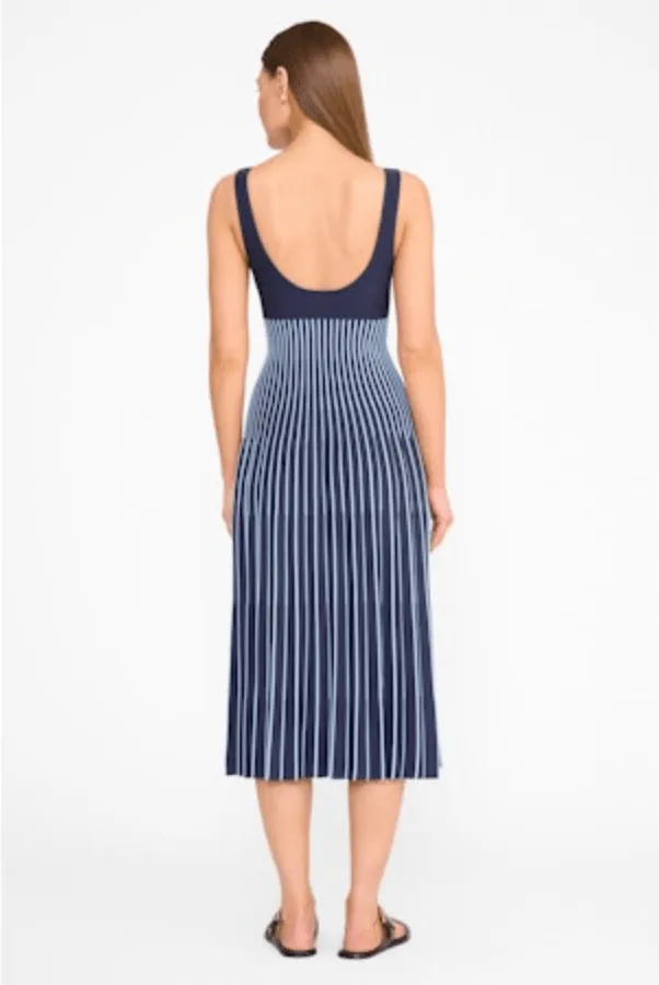 Ellison Dress - Navy & Clear Pinstripes