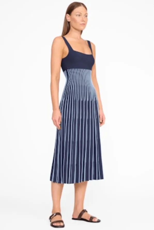 Ellison Dress - Navy & Clear Pinstripes