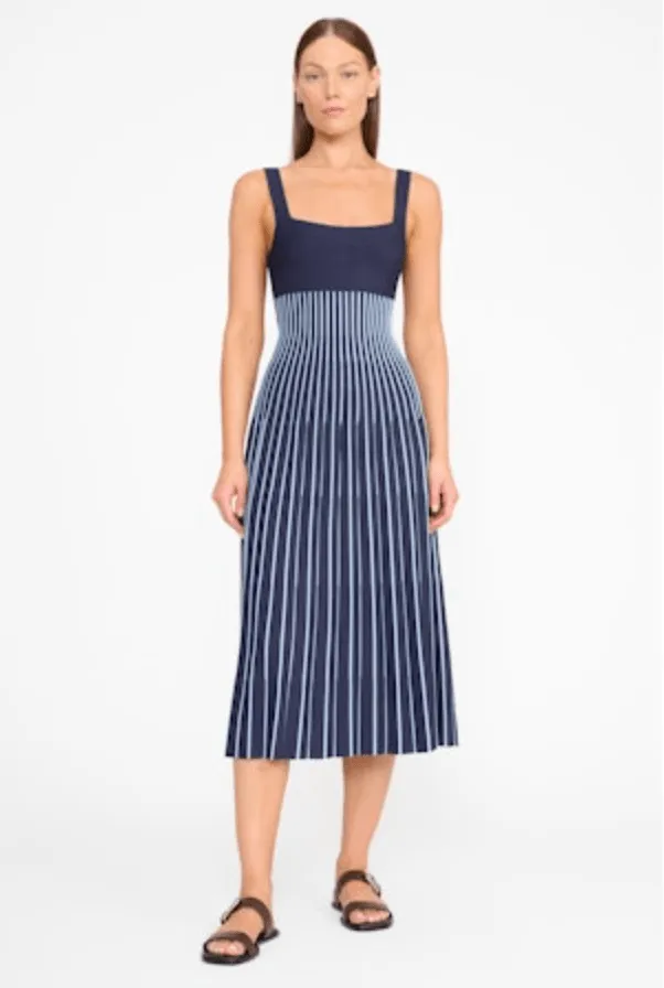 Ellison Dress - Navy & Clear Pinstripes