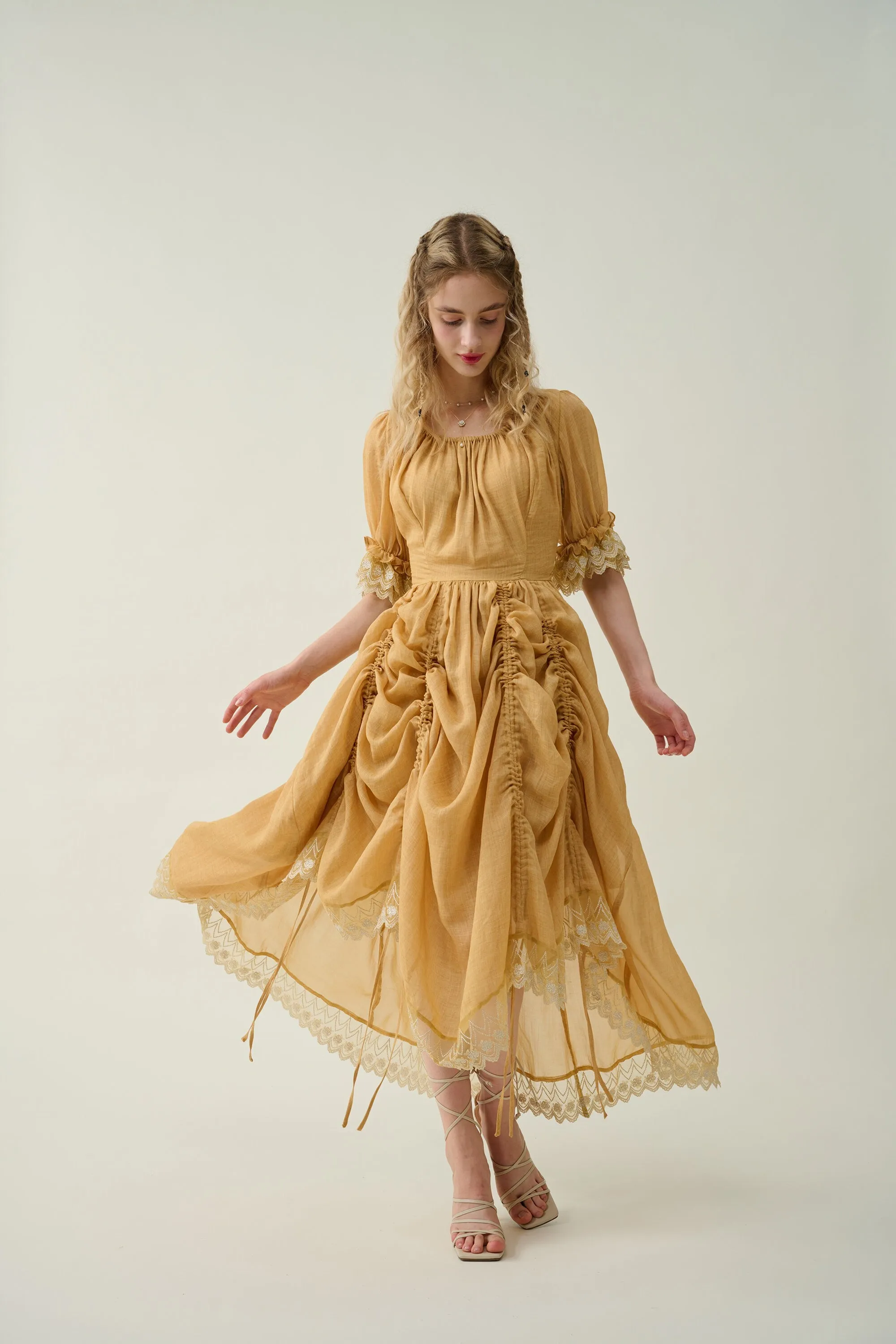Elowen 27 | Lace Linen dress gown ( 2 way to wear )