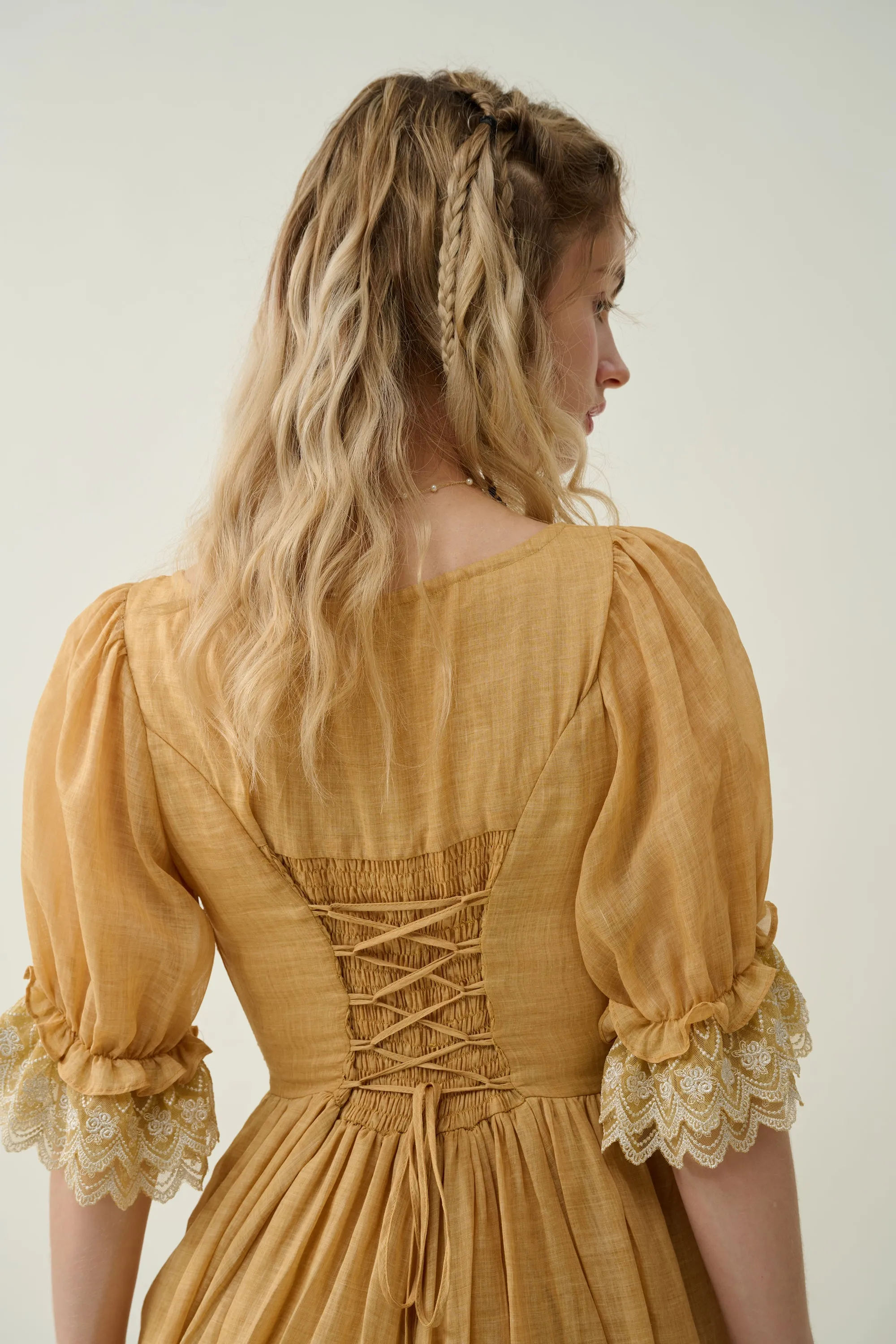 Elowen 27 | Lace Linen dress gown ( 2 way to wear )