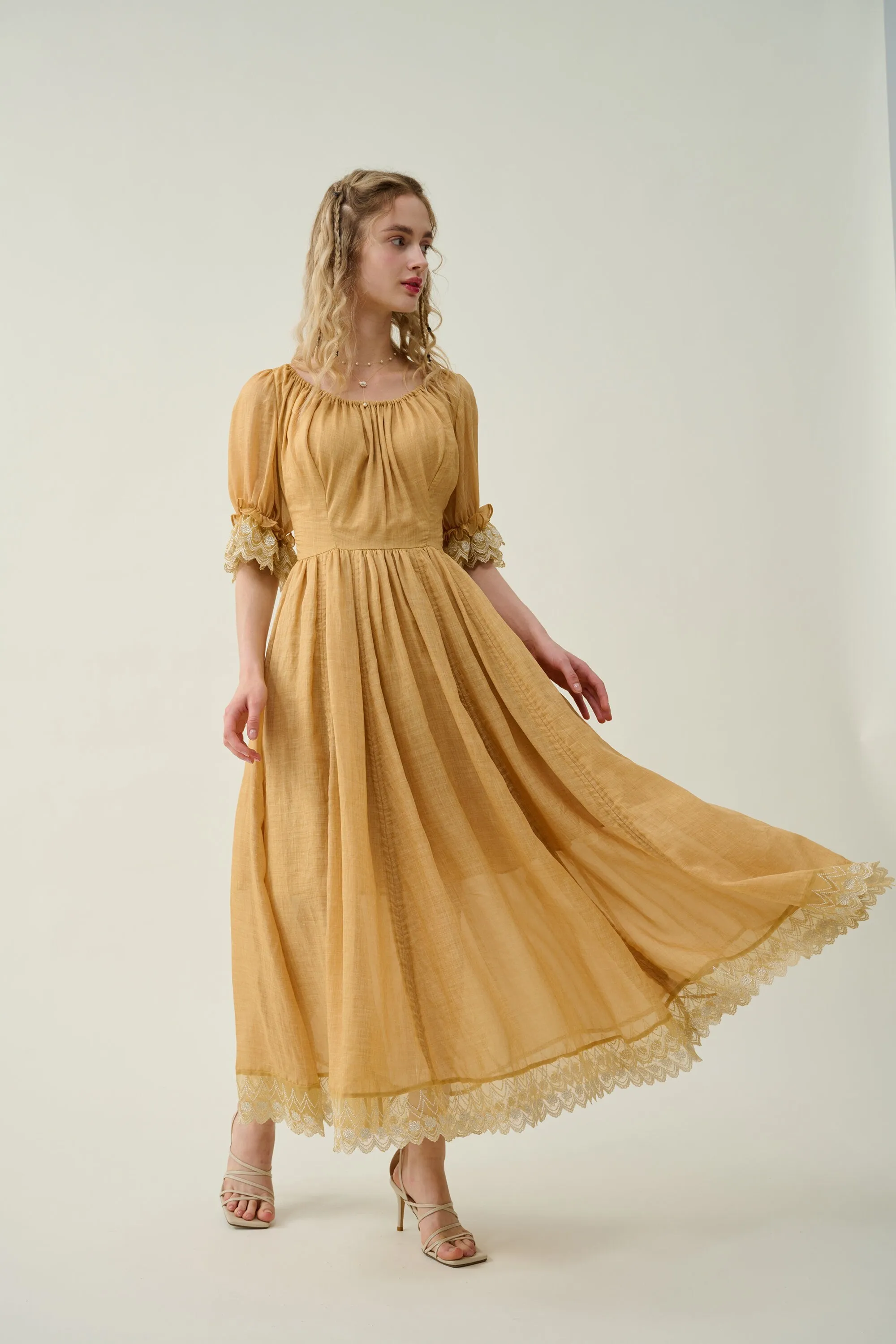 Elowen 27 | Lace Linen dress gown ( 2 way to wear )