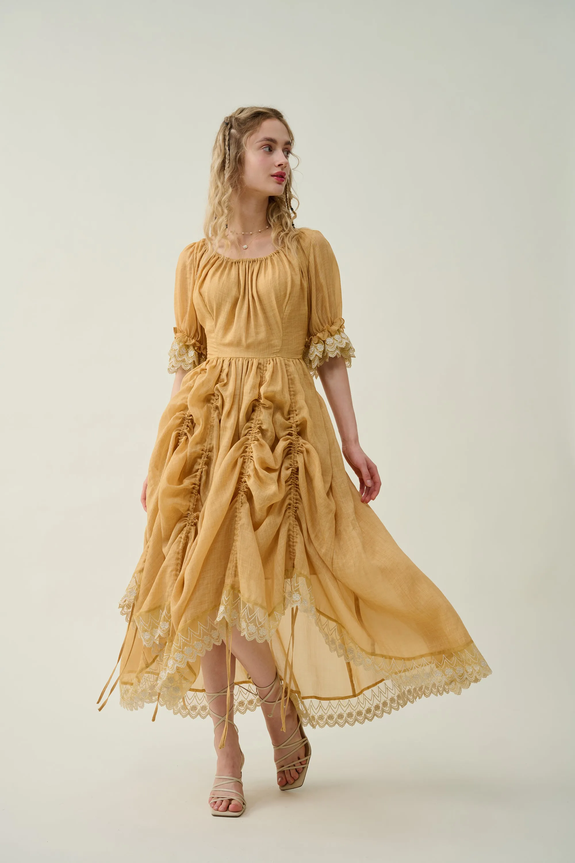 Elowen 27 | Lace Linen dress gown ( 2 way to wear )