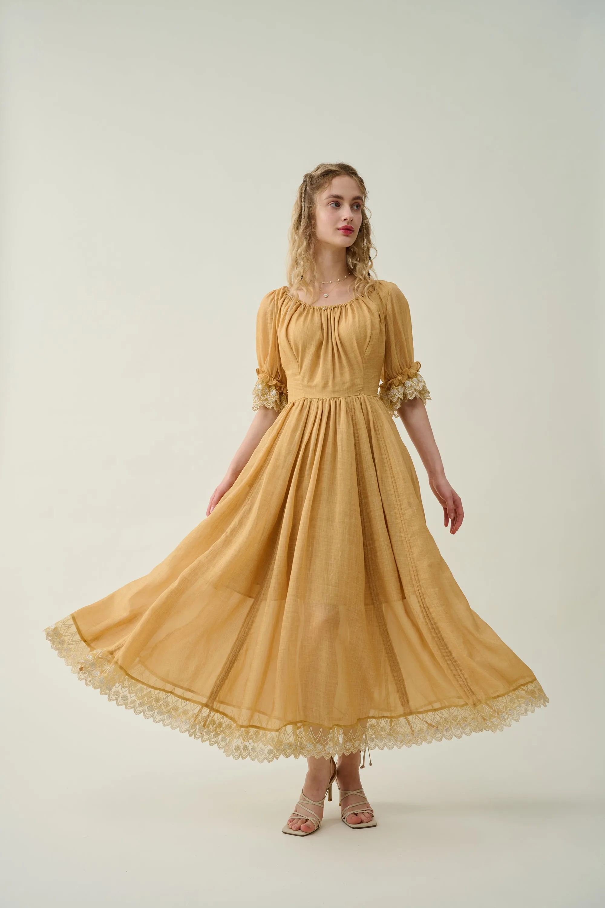 Elowen 27 | Lace Linen dress gown ( 2 way to wear )