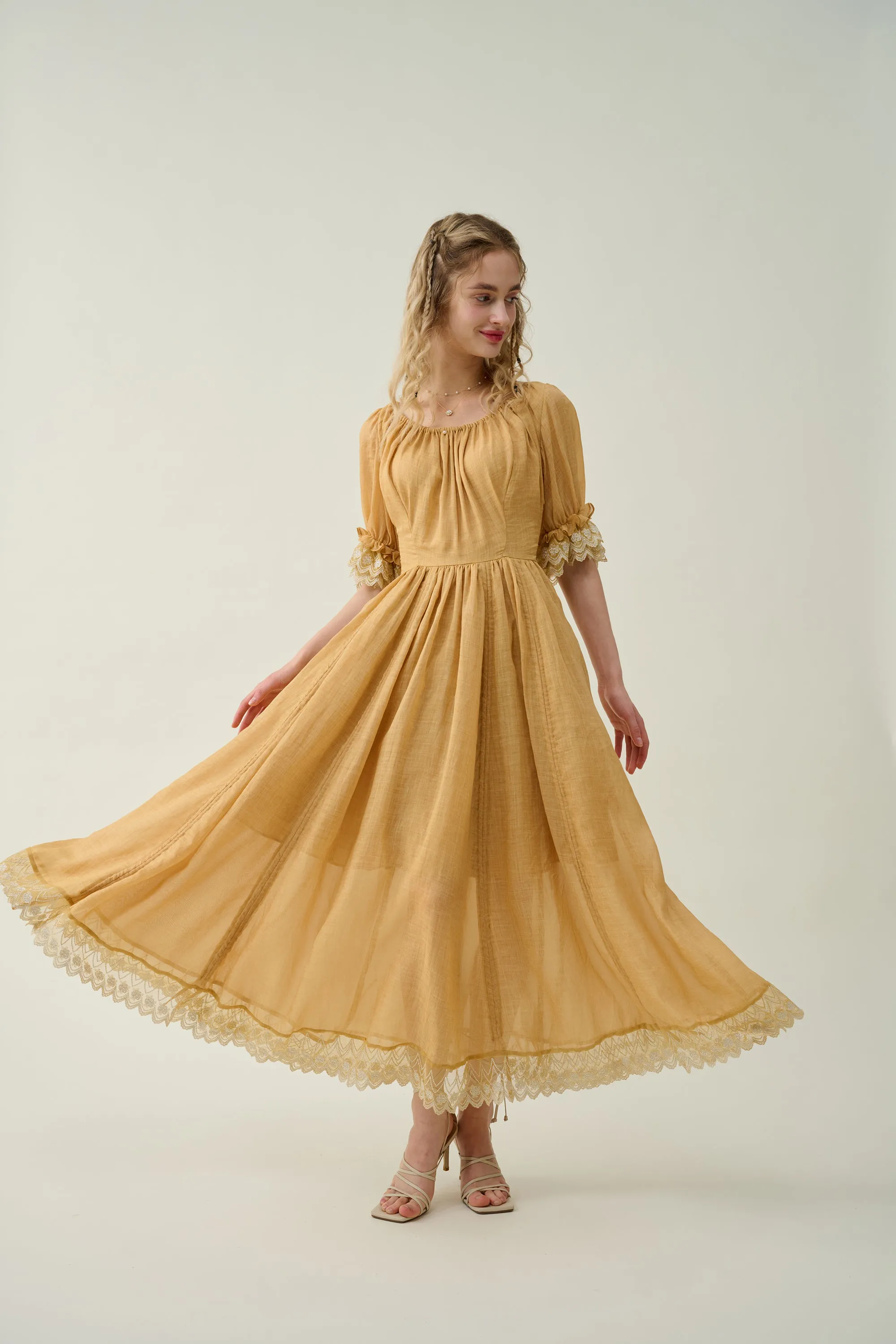 Elowen 27 | Lace Linen dress gown ( 2 way to wear )