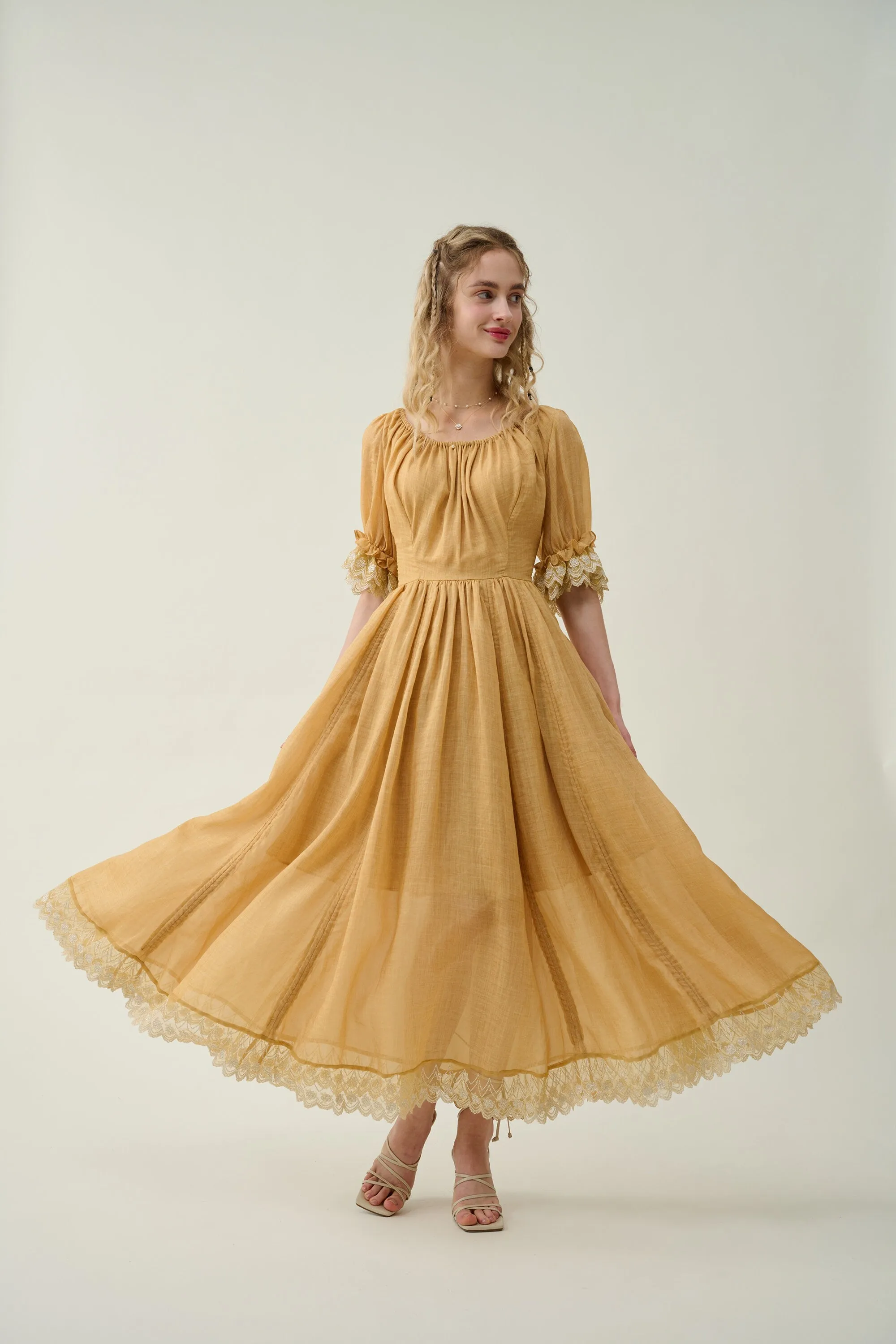 Elowen 27 | Lace Linen dress gown ( 2 way to wear )