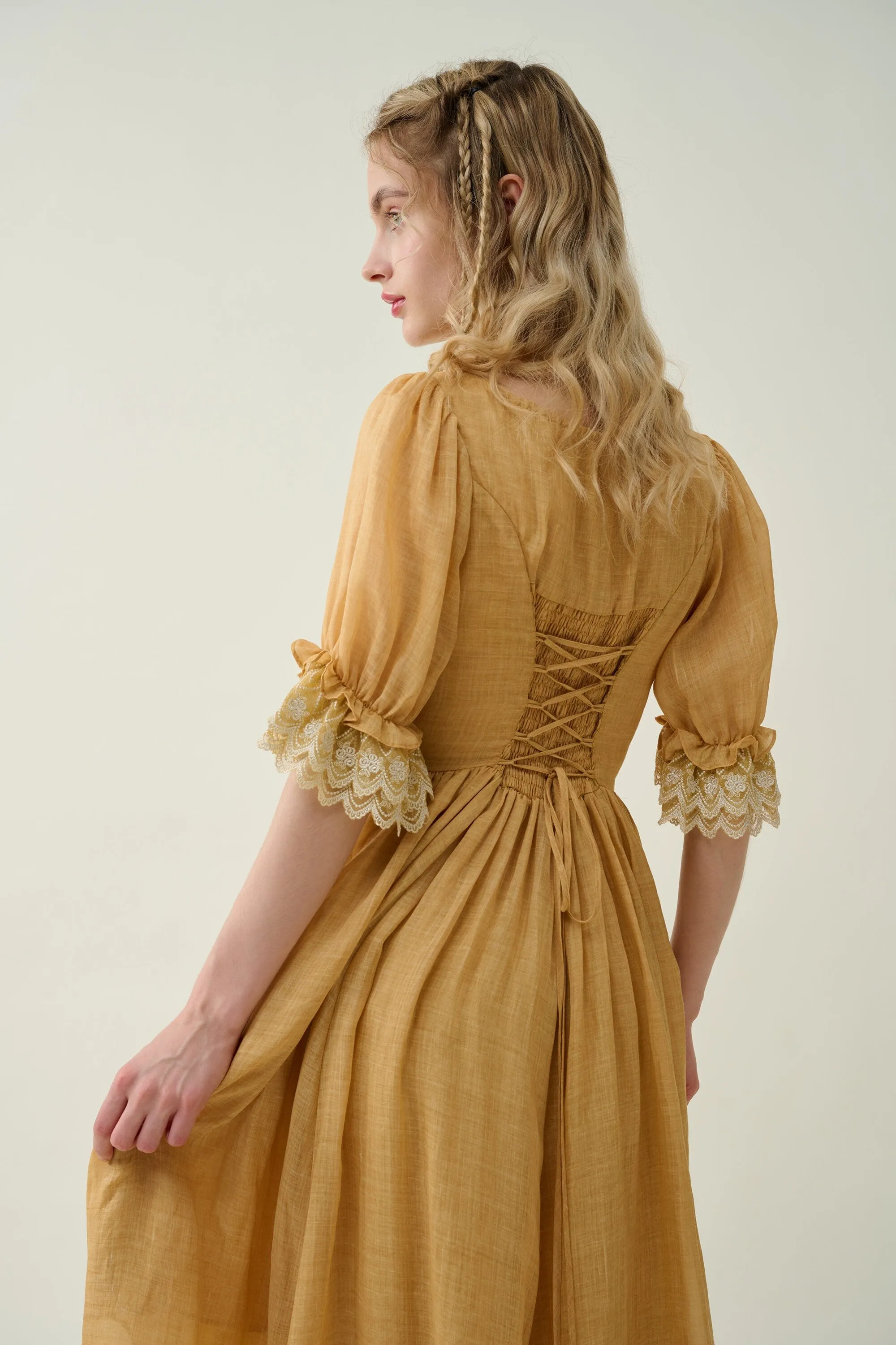 Elowen 27 | Lace Linen dress gown ( 2 way to wear )