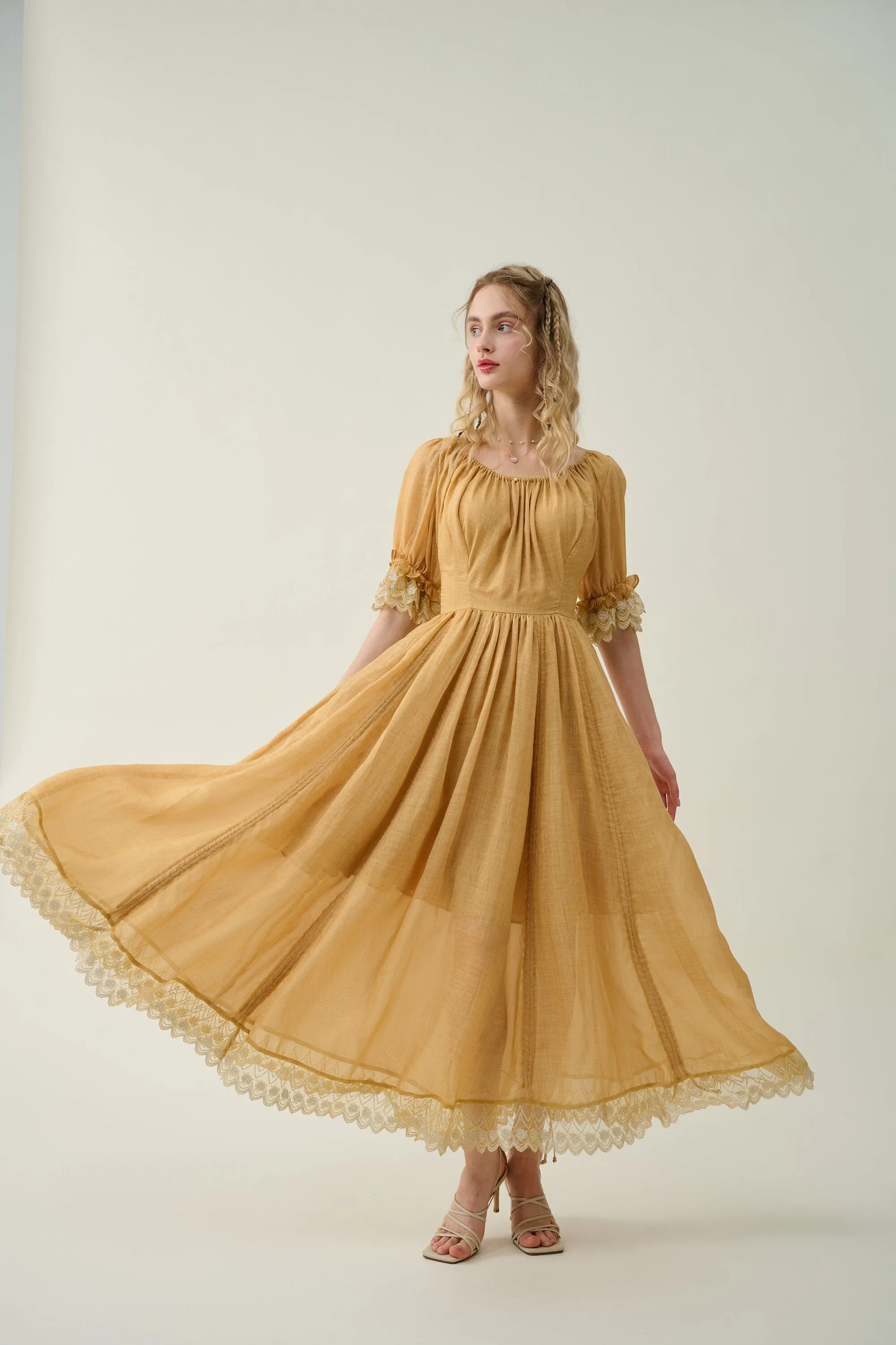 Elowen 27 | Lace Linen dress gown ( 2 way to wear )