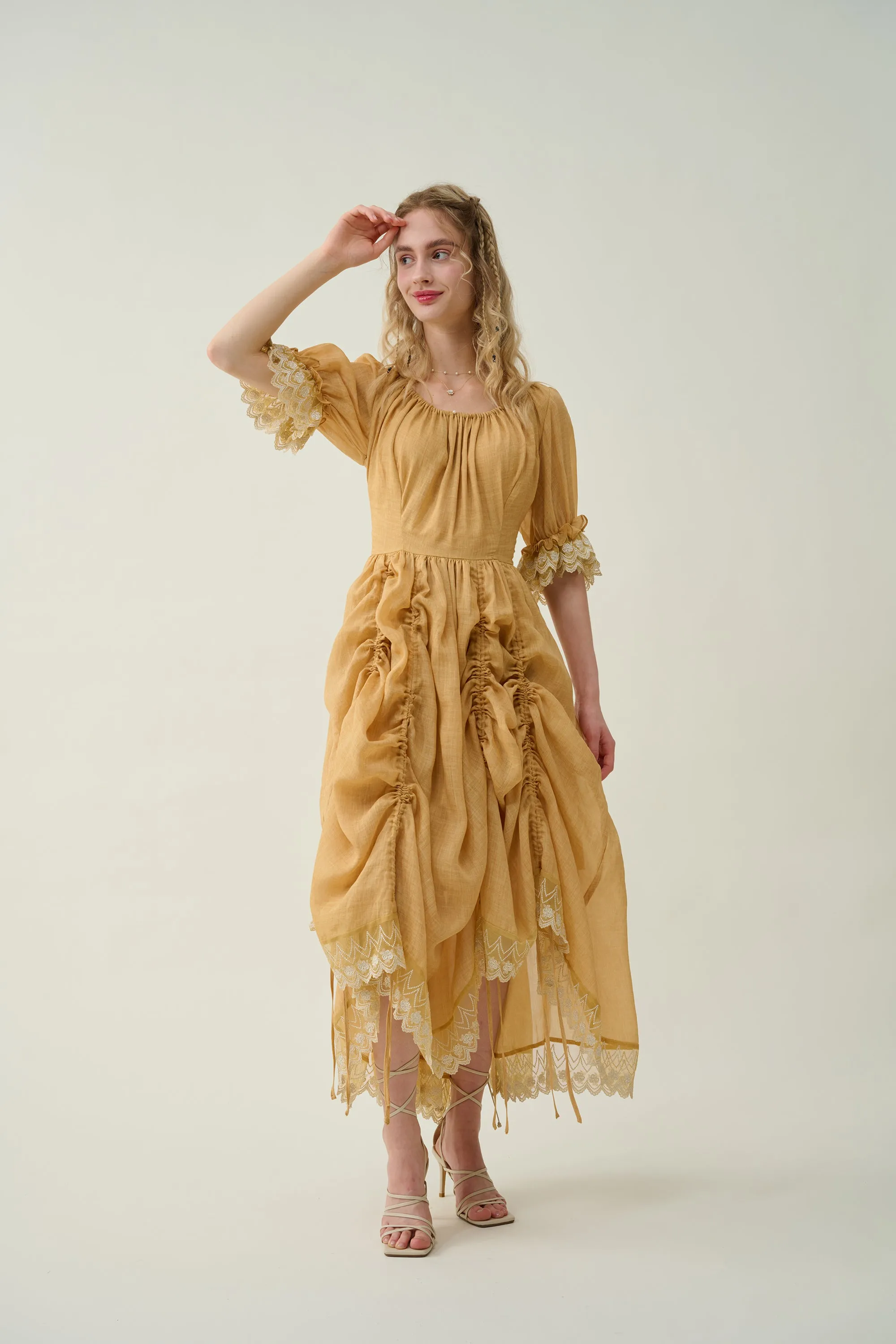 Elowen 27 | Lace Linen dress gown ( 2 way to wear )