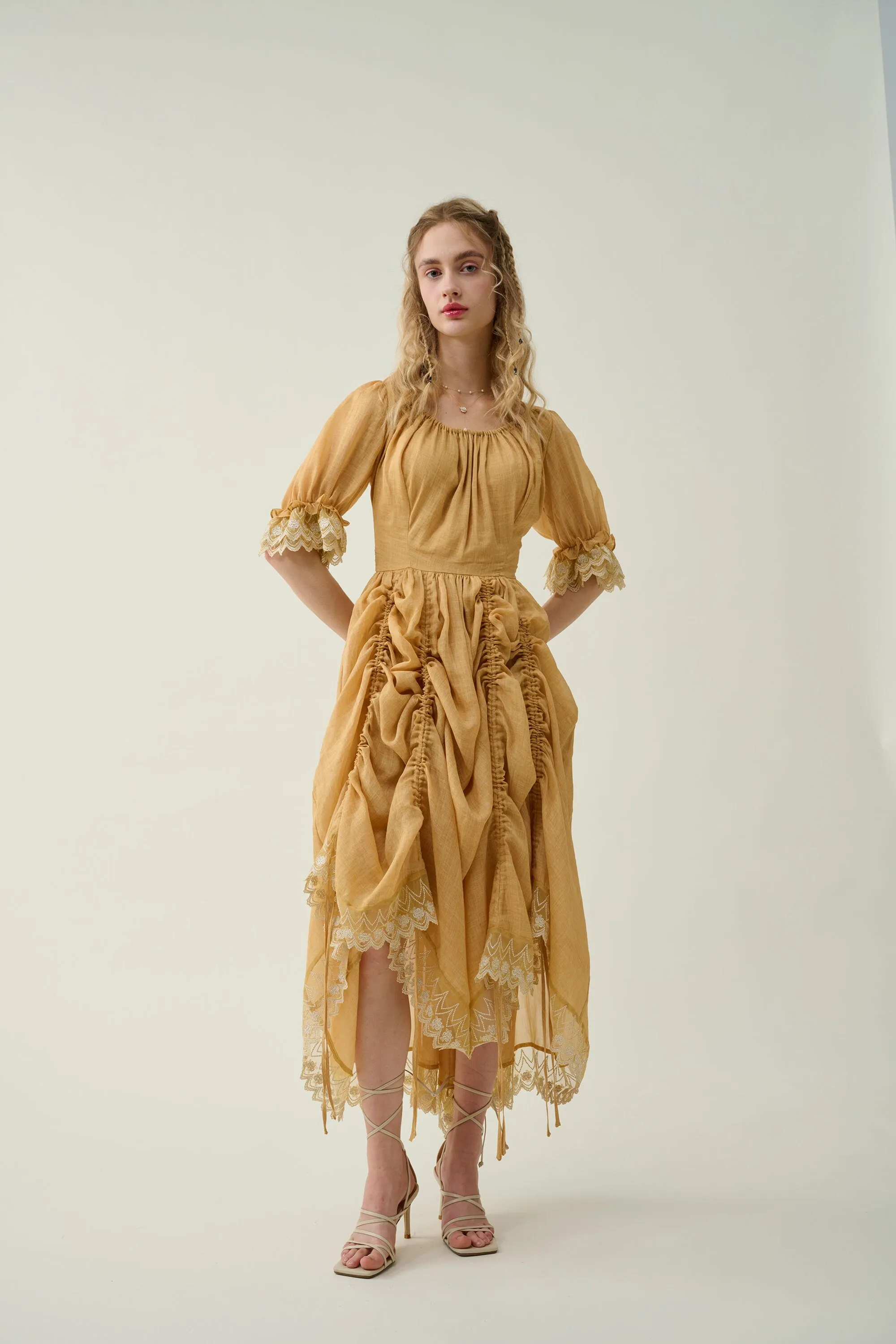 Elowen 27 | Lace Linen dress gown ( 2 way to wear )