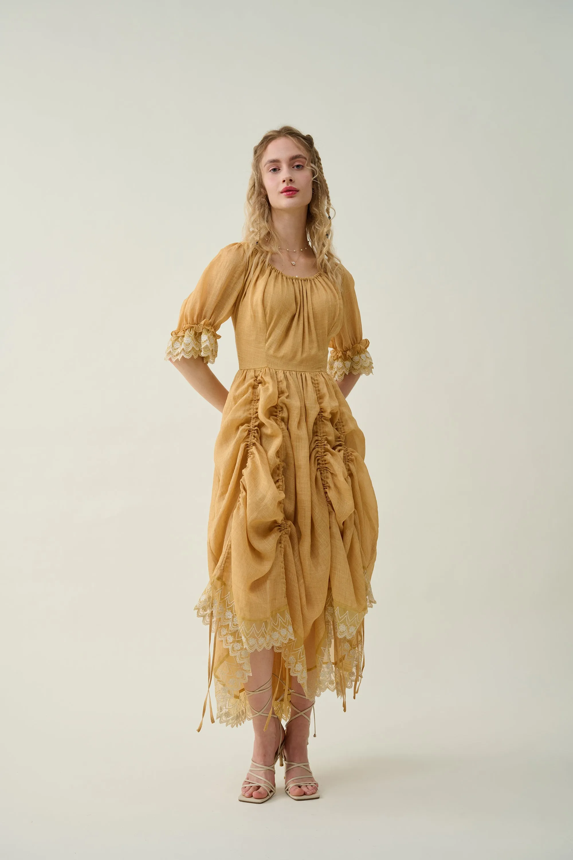 Elowen 27 | Lace Linen dress gown ( 2 way to wear )