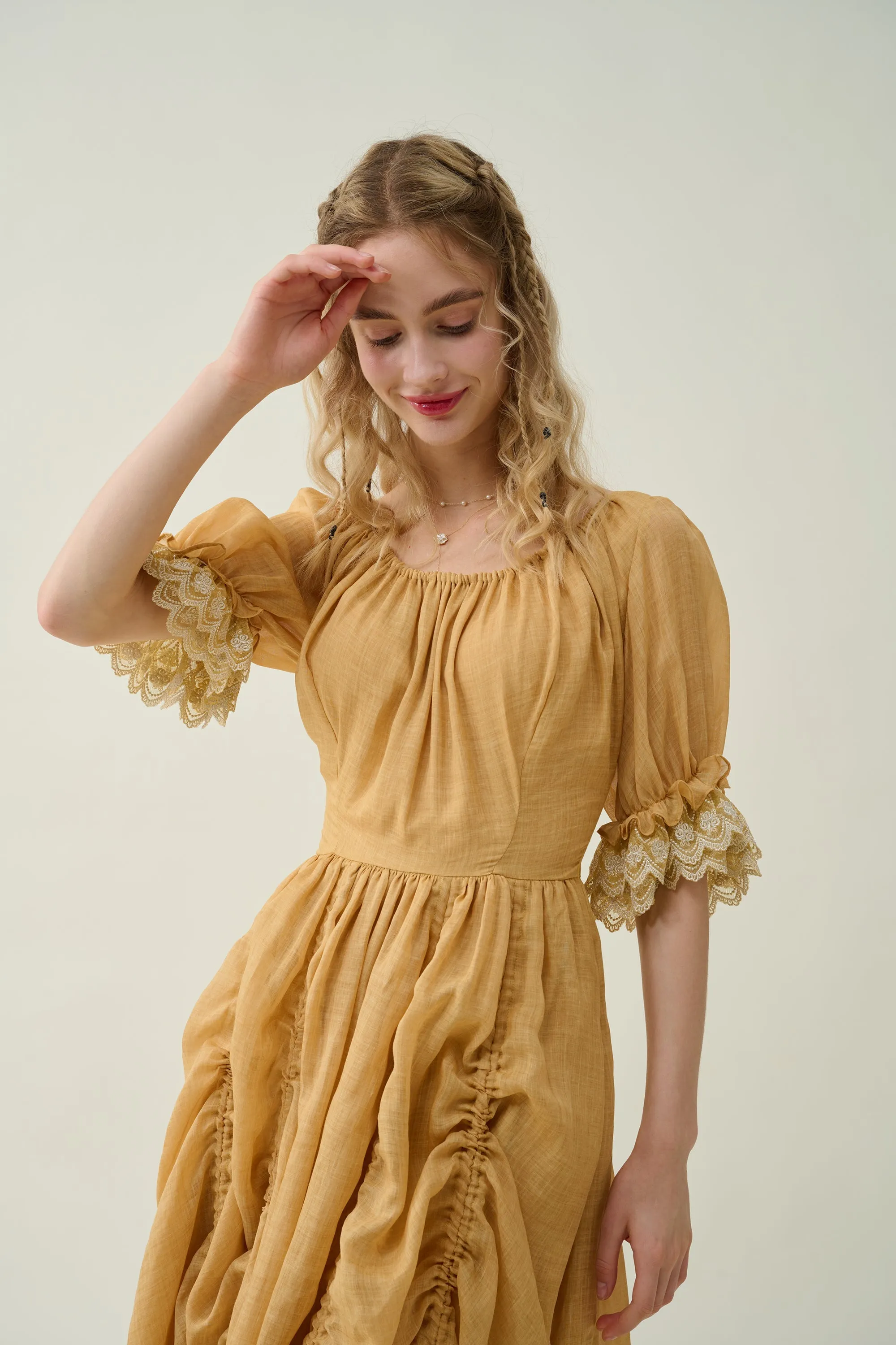 Elowen 27 | Lace Linen dress gown ( 2 way to wear )