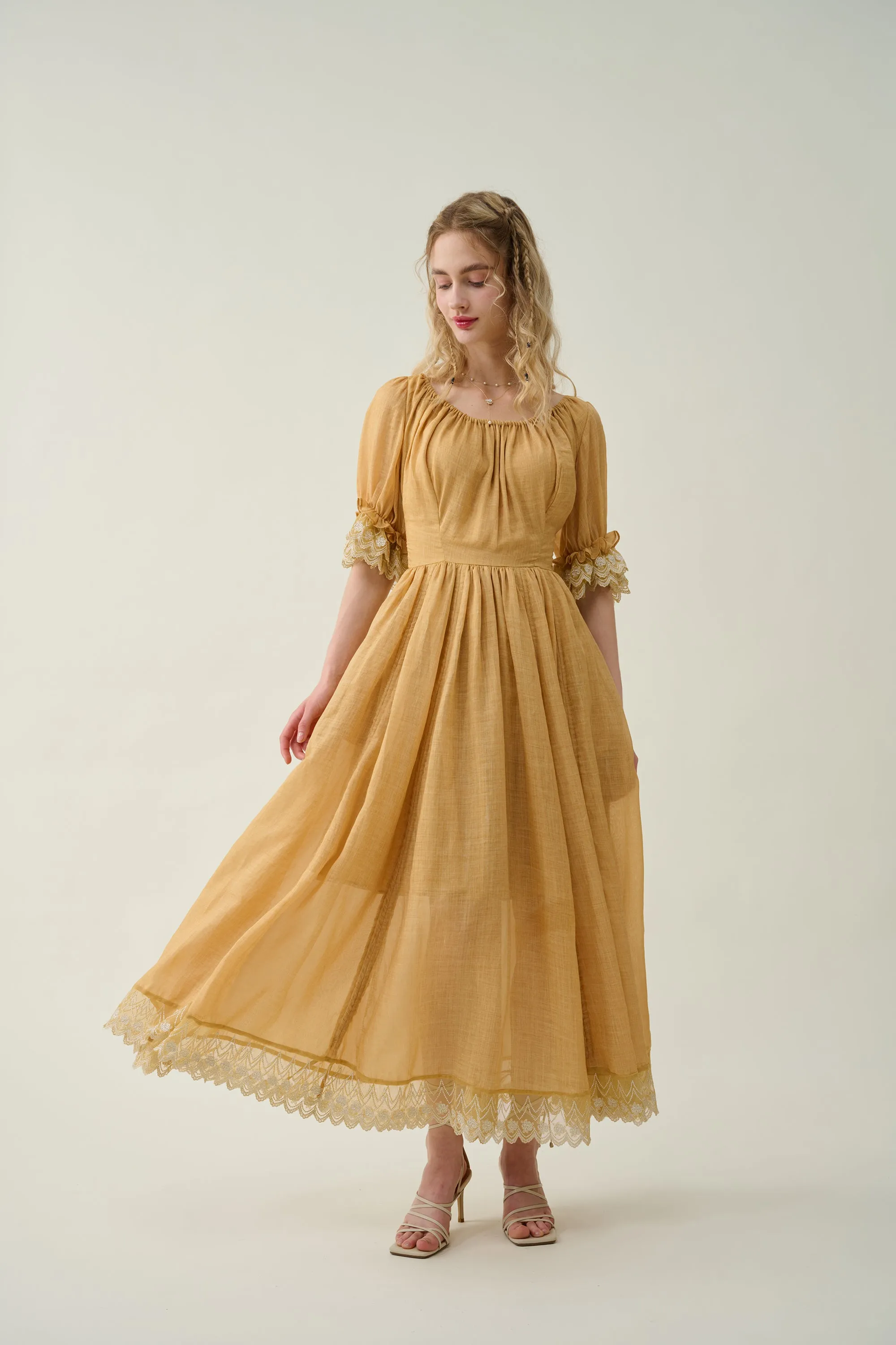 Elowen 27 | Lace Linen dress gown ( 2 way to wear )