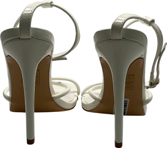 PrettyLittleThing Cream Square Toe Edge Quilted Strap High Heeled Sandals UK 6 EU 39 