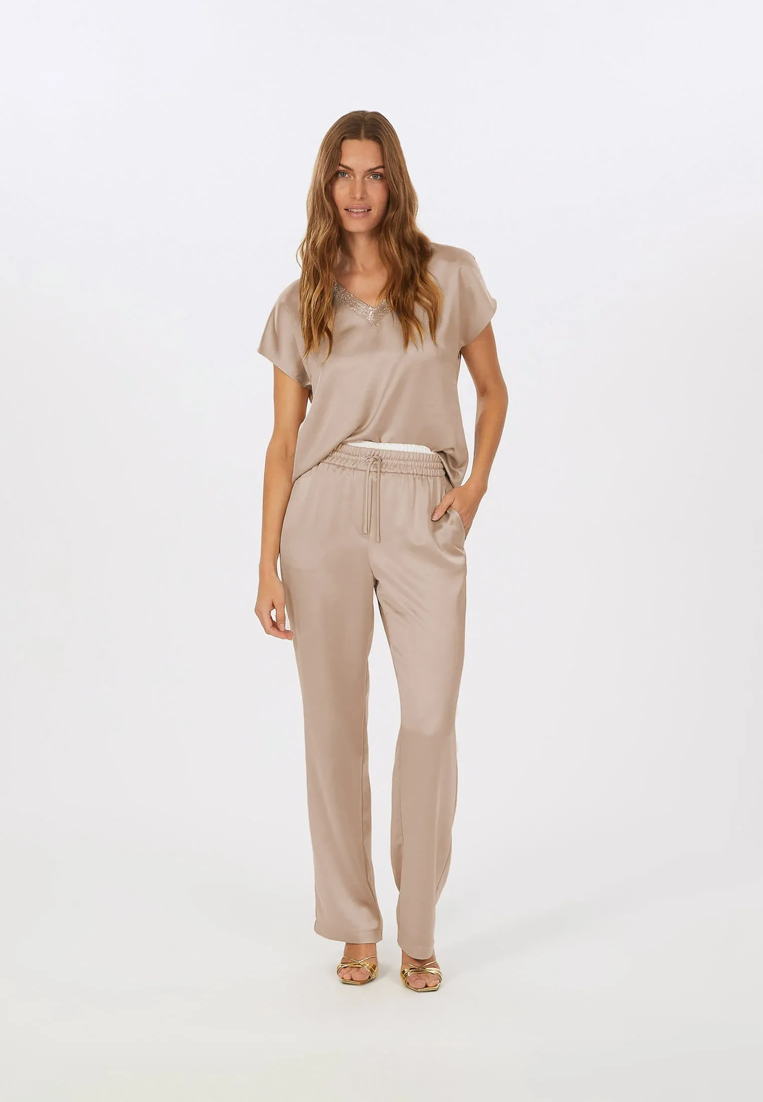 Satin Trousers - Desert Varied