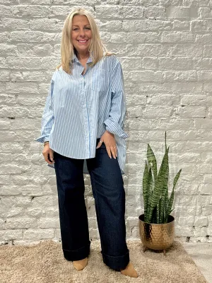 The March Stripe Button Through Shirt With Side Button Detail