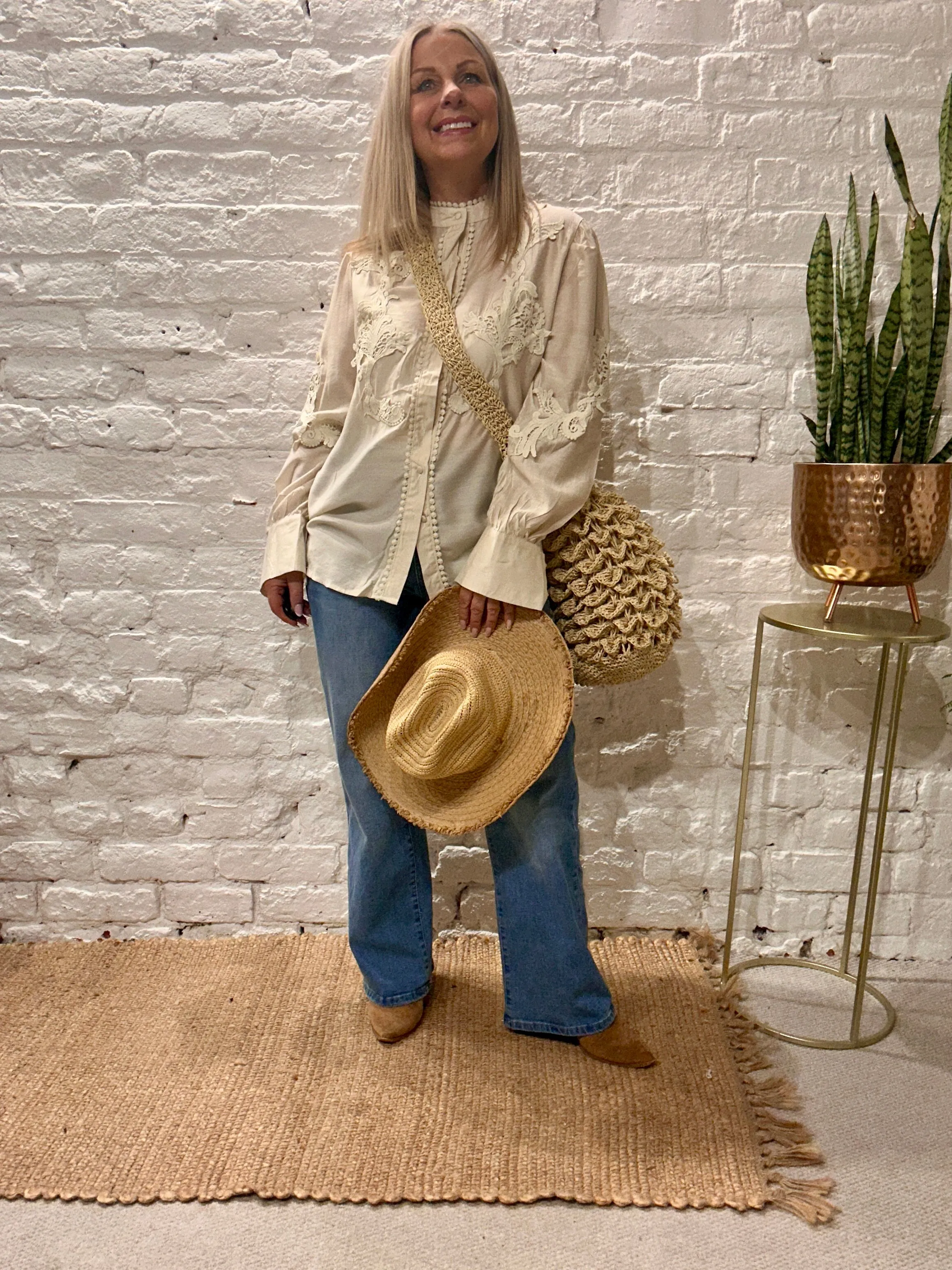 The Phi Phi Star Vintage lace Button Through Shirt With Beautiful Detail