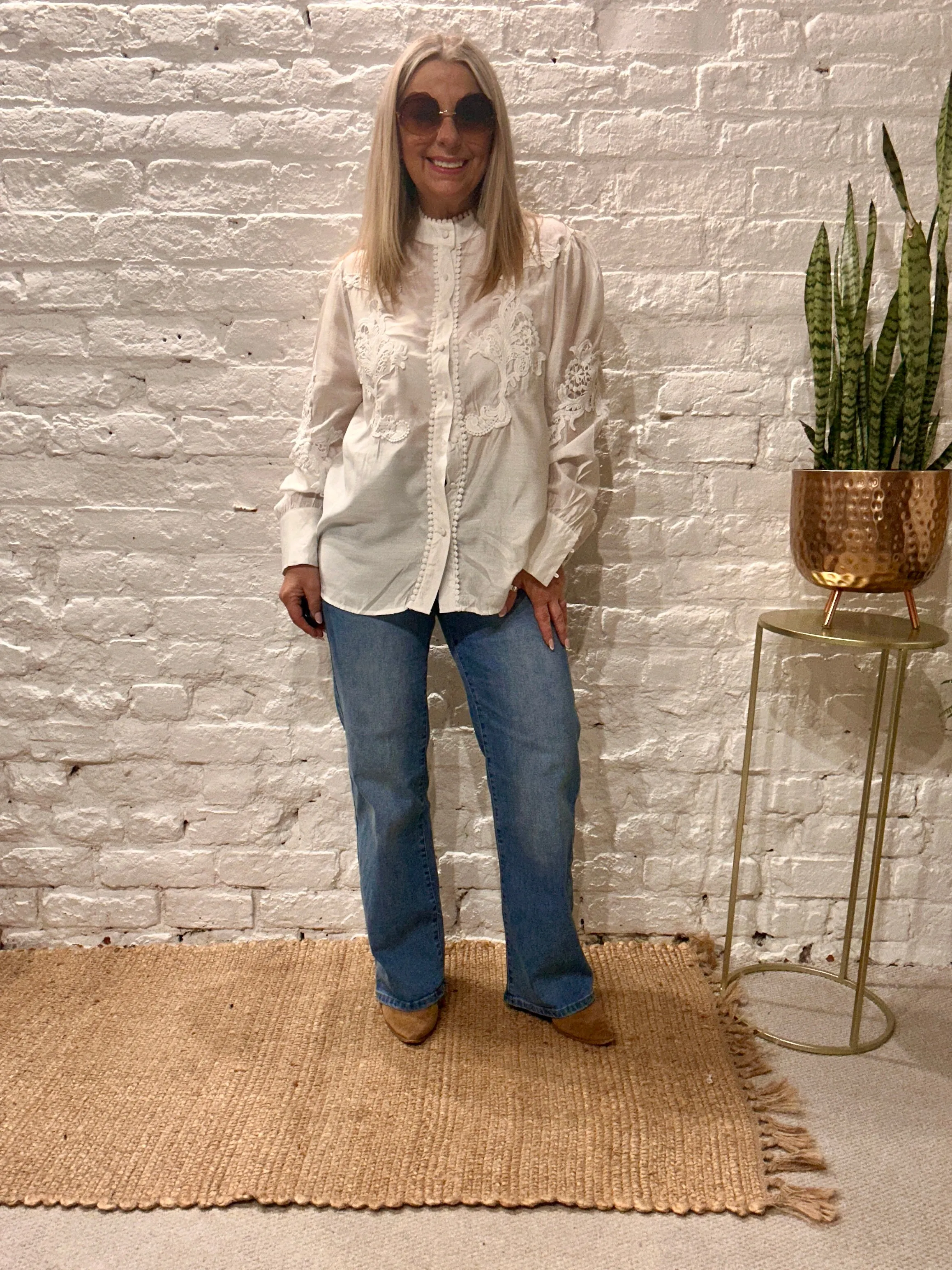 The Phi Phi Star Vintage lace Button Through Shirt With Beautiful Detail