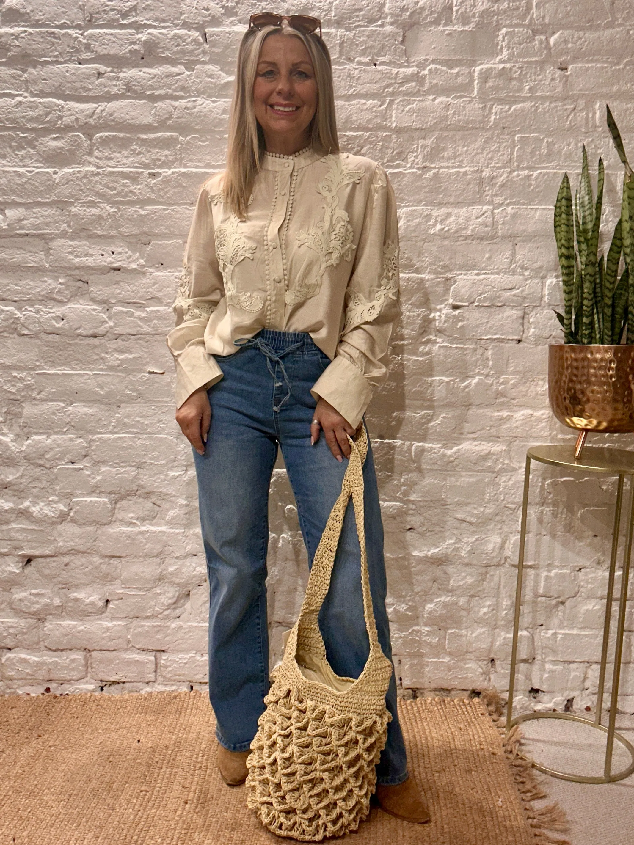 The Phi Phi Star Vintage lace Button Through Shirt With Beautiful Detail