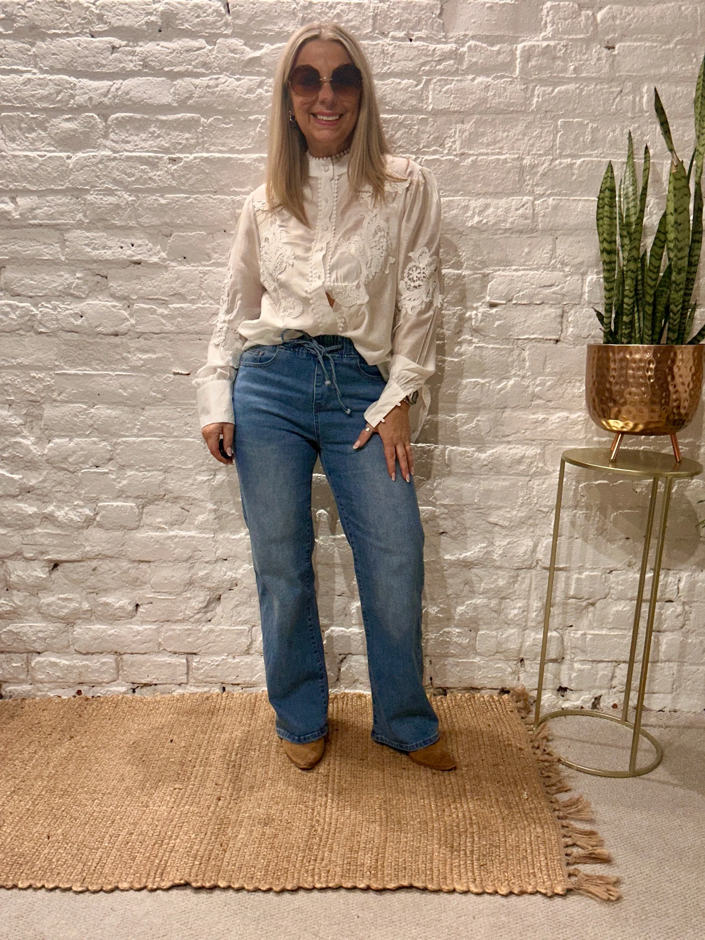 The Phi Phi Star Vintage lace Button Through Shirt With Beautiful Detail