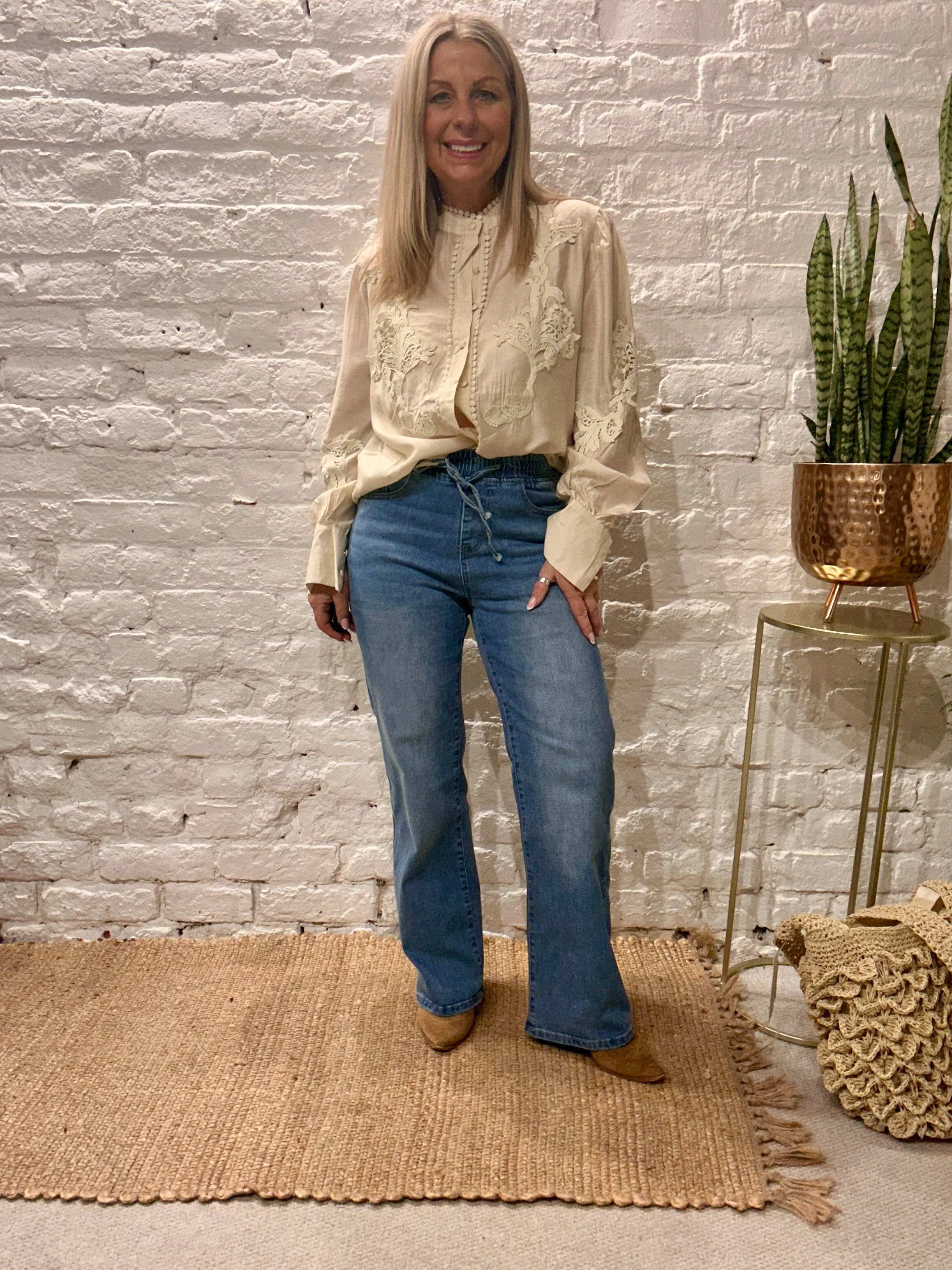 The Phi Phi Star Vintage lace Button Through Shirt With Beautiful Detail