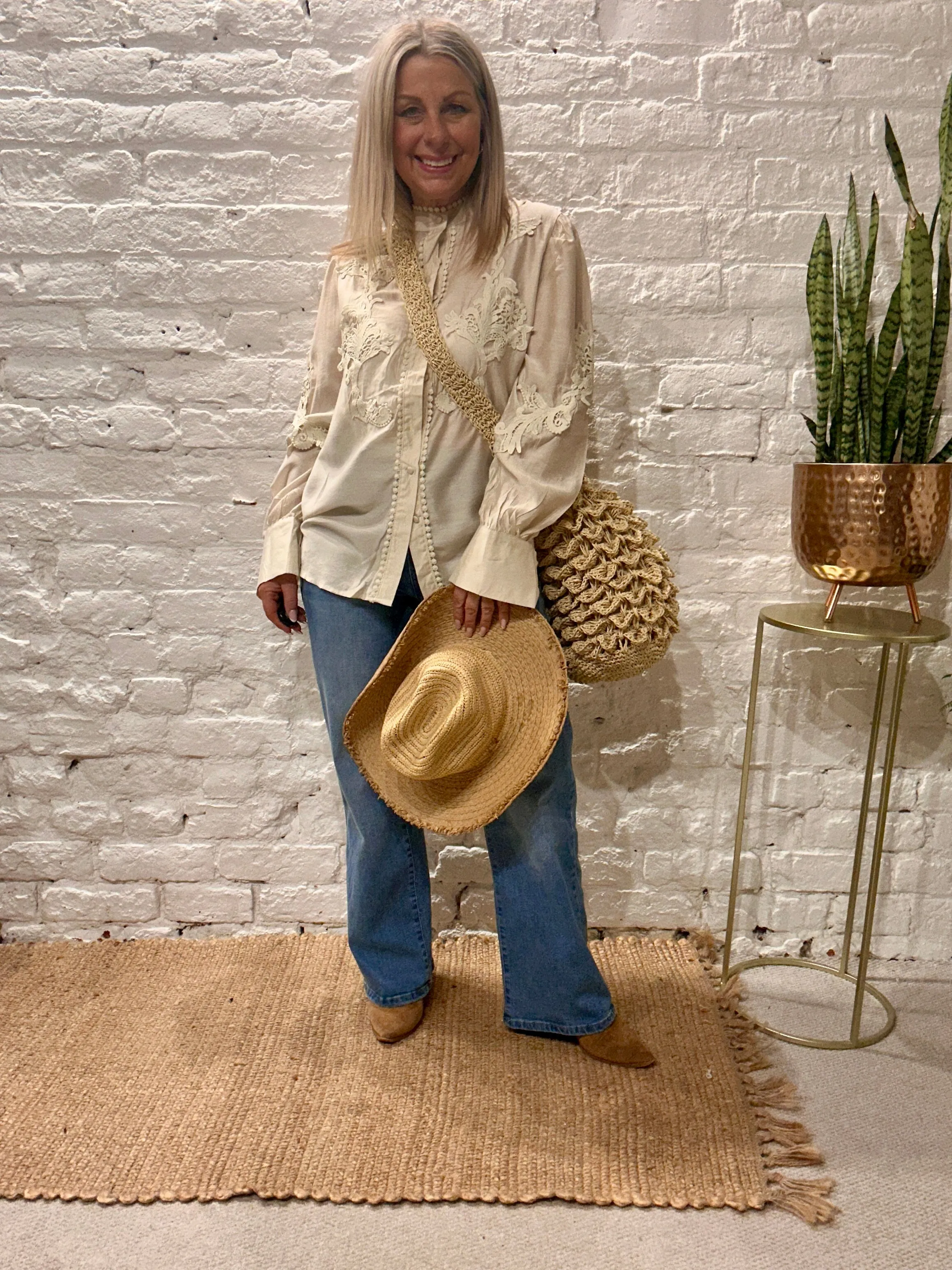 The Phi Phi Star Vintage lace Button Through Shirt With Beautiful Detail