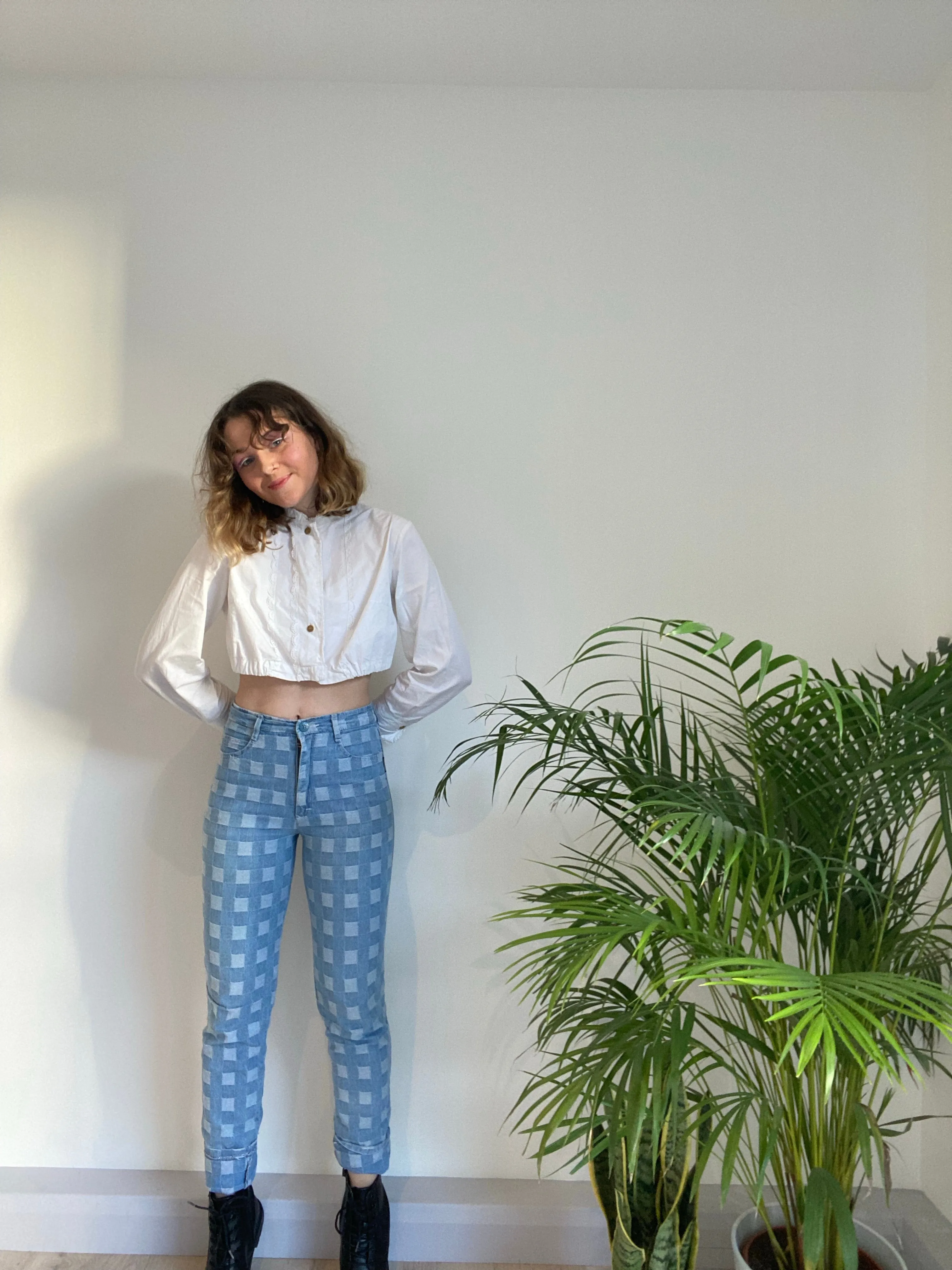 Vintage Checkered Jeans (XS)